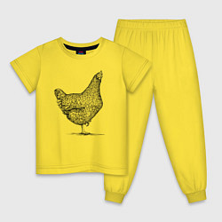 Пижама хлопковая детская Курица, цвет: желтый