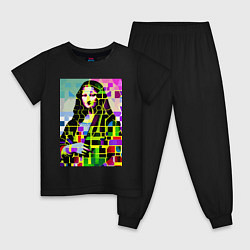 Пижама хлопковая детская Mona Lisa - mosaic pop art, цвет: черный