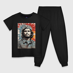 Пижама хлопковая детская Портрет Че Гевара, цвет: черный