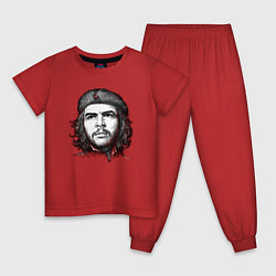 Пижама хлопковая детская Че Гевара портрет, цвет: красный