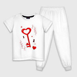 Пижама хлопковая детская Ключ от сердца, цвет: белый
