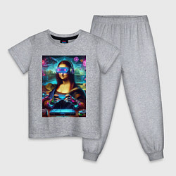 Пижама хлопковая детская Mona Lisa is an avid gamer - cyberpunk, цвет: меланж