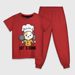 Пижама хлопковая детская Давайте готовить, цвет: красный