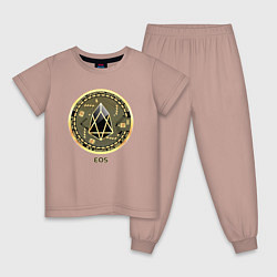 Пижама хлопковая детская EOS крипто символ, цвет: пыльно-розовый