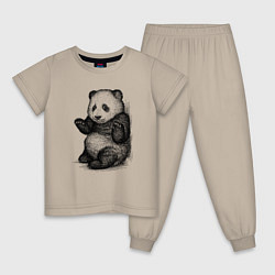 Пижама хлопковая детская Детеныш панды, цвет: миндальный