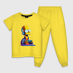 Пижама хлопковая детская Bart is an avid gamer, цвет: желтый