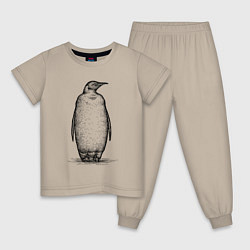 Пижама хлопковая детская Пингвин стоит, цвет: миндальный
