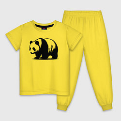 Пижама хлопковая детская Стоящая чёрная панда, цвет: желтый