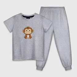 Пижама хлопковая детская Маленькая обезьяна, цвет: меланж