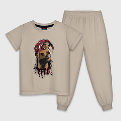 Пижама хлопковая детская 2 Pac, цвет: миндальный