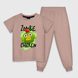 Пижама хлопковая детская Чикен ган - зомби, цвет: пыльно-розовый
