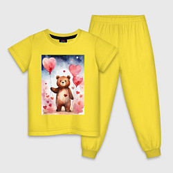 Пижама хлопковая детская Романтический мишка, цвет: желтый