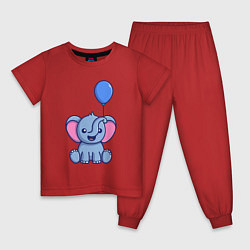 Пижама хлопковая детская Слоник с шариком, цвет: красный
