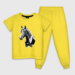 Пижама хлопковая детская Портрет лошади, цвет: желтый