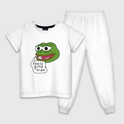 Пижама хлопковая детская Pepe feels good man, цвет: белый