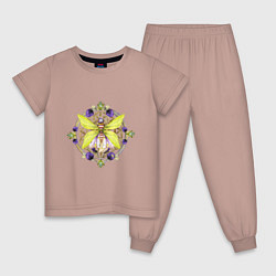 Пижама хлопковая детская Цветок жизни с жуком, цвет: пыльно-розовый
