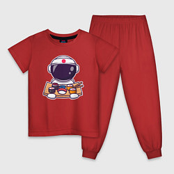 Пижама хлопковая детская Space sushi, цвет: красный