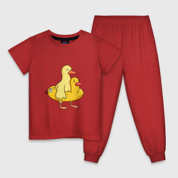 Пижама хлопковая детская Две утки, цвет: красный