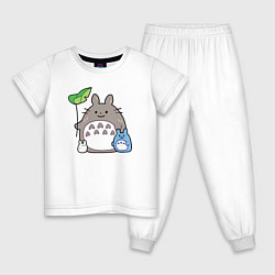 Пижама хлопковая детская Маленькие Тоторо, цвет: белый