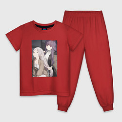 Пижама хлопковая детская Милашки Фрирен и Ферн, цвет: красный