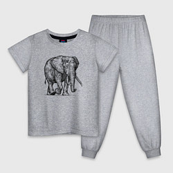 Пижама хлопковая детская Слон идет, цвет: меланж