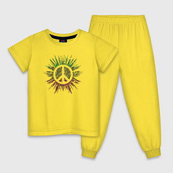 Пижама хлопковая детская Peace splash, цвет: желтый