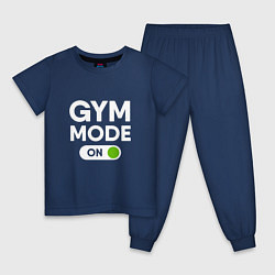 Пижама хлопковая детская Gym mode on, цвет: тёмно-синий
