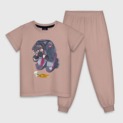 Пижама хлопковая детская Oh no, my tea - Wriothesley, цвет: пыльно-розовый