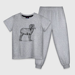 Пижама хлопковая детская Баран сбоку, цвет: меланж