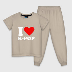 Пижама хлопковая детская Я люблю k-pop, цвет: миндальный