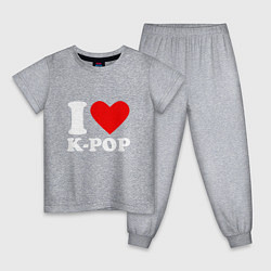 Пижама хлопковая детская Я люблю k-pop, цвет: меланж