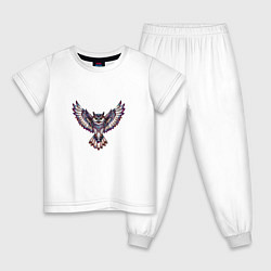 Пижама хлопковая детская Мозайчатая сова, цвет: белый