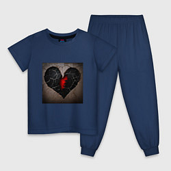 Пижама хлопковая детская Треск в сердце, цвет: тёмно-синий