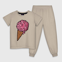 Пижама хлопковая детская Brain ice cream, цвет: миндальный
