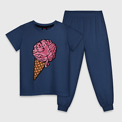 Пижама хлопковая детская Brain ice cream, цвет: тёмно-синий
