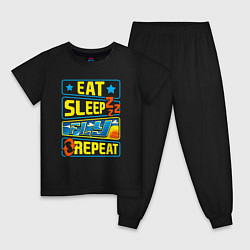 Пижама хлопковая детская Eat sleep fly, цвет: черный