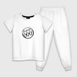 Пижама хлопковая детская Buick logo металик, цвет: белый