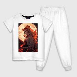 Пижама хлопковая детская Кёджуро Ренгоку столп пламени, цвет: белый