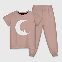 Пижама хлопковая детская Мальчик на Луне, цвет: пыльно-розовый