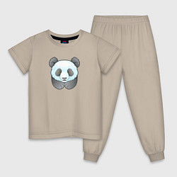 Пижама хлопковая детская Маленькая забавная панда, цвет: миндальный