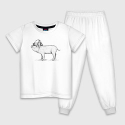 Пижама хлопковая детская Новогодний минипиг, цвет: белый