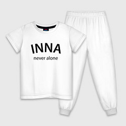 Пижама хлопковая детская Inna never alone - motto, цвет: белый