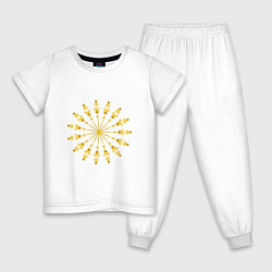 Пижама хлопковая детская Мандала из золотых стрел, цвет: белый