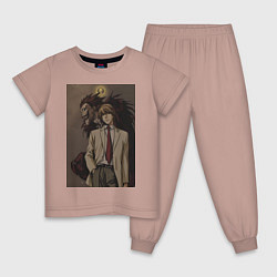 Пижама хлопковая детская Тетрадь смерти Лайт Ягами, цвет: пыльно-розовый