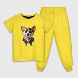 Пижама хлопковая детская Деловой Корги, цвет: желтый