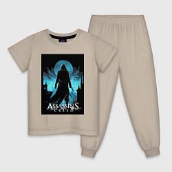 Пижама хлопковая детская Assassins creed темная ночь, цвет: миндальный