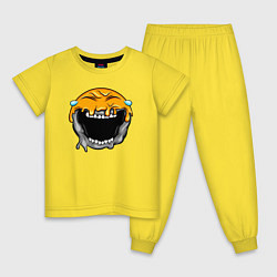 Пижама хлопковая детская Смеющийся смайл, цвет: желтый