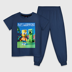 Пижама хлопковая детская Bart and Creeper - collaboration ai art, цвет: тёмно-синий