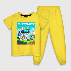Пижама хлопковая детская Catcraft - collaboration ai art, цвет: желтый