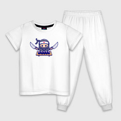 Пижама хлопковая детская Суши ниндзя, цвет: белый